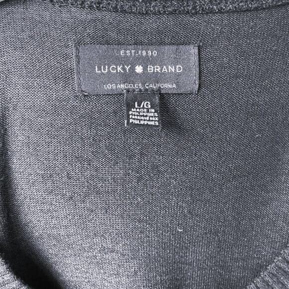 LUCKY BRAND Women's Black Thin Long Sleeve Pullover Sweater ~ Size LARGE - Picture 6 of 6